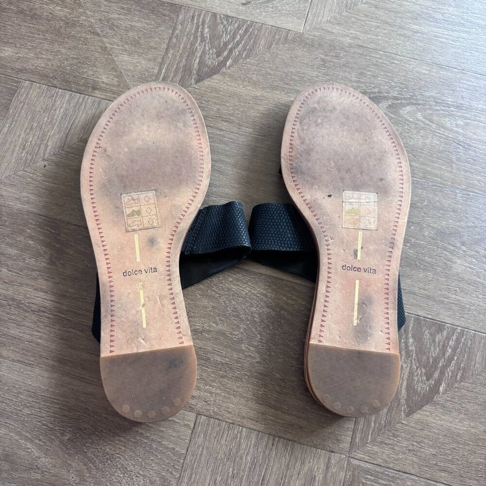 Dolce Vita Black Two Strap Slides - Picture 5 of 7